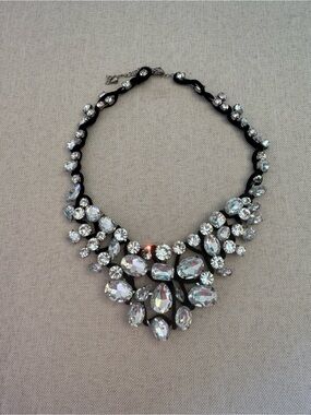 Sparkling Statement Necklace - Clear on Black